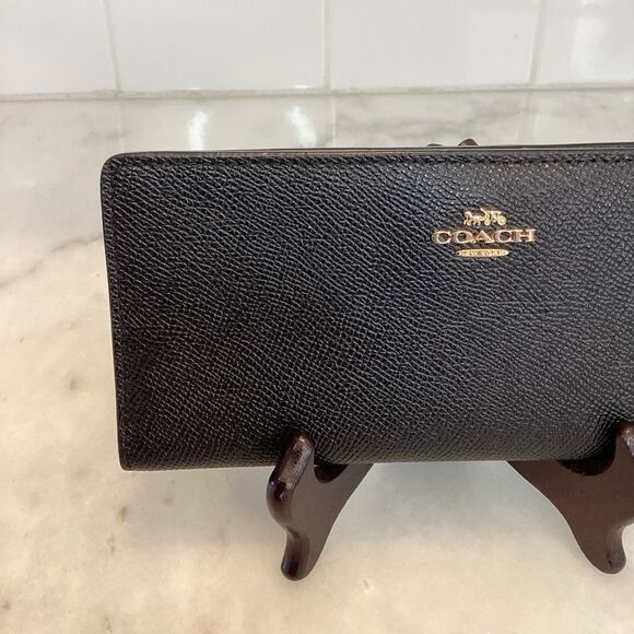 Coach Cross Grain Leather Slim Sleek Wallet - Picture 2 of 16